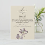 Moody Waterverf Paarse Tulpen Trouwroute Programma (Staand voorkant)