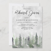 Moody Waterverf Pine Tree Forest Rehearsal Dinner Kaart (Voorkant)