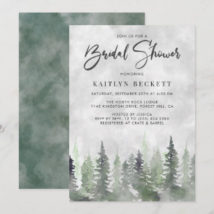 Moody Waterverf Pine Tree Forest Vrijgezellenfeest Kaart