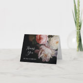 Moody White en Blush Peony Roos Bloemenbruiloft Bedankkaart (Voorkant)