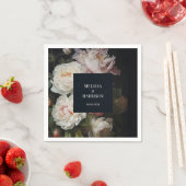 Moody White en Blush Peony Roos Bloemenbruiloft Servet (Insitu)