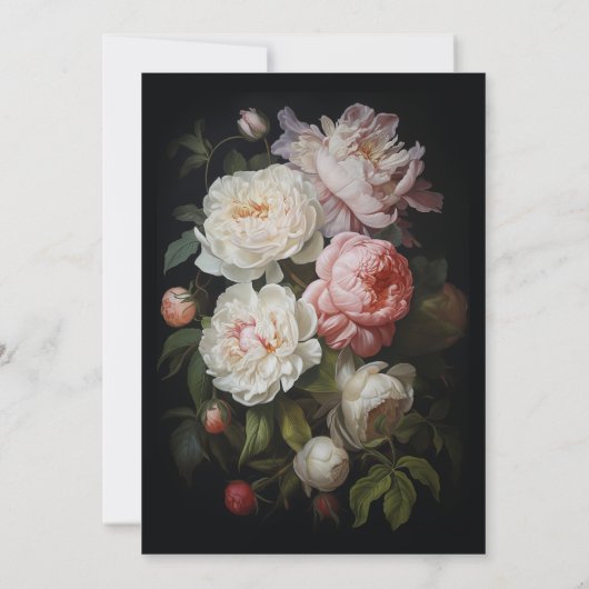 Moody White Peony Faire-part de mariage (Dos)