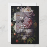 Moody White Peony Faire-part de mariage