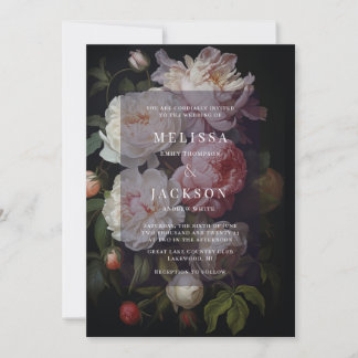 Moody White Peony Faire-part de mariage