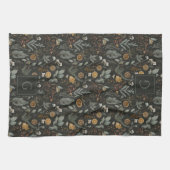 Moody Winter Botanisch Monogram Kerstvakantie Theedoek (Horizontaal)