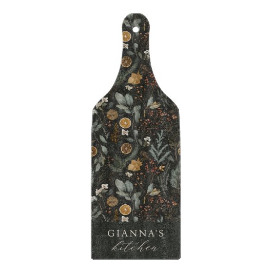 Moody Winter Botanische gepersonaliseerde keuken Snijplank (Voorkant)