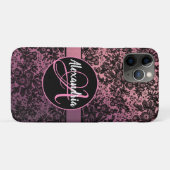 Moody Zwart Bloemen op Roze Monogram Case-Mate iPhone Case (Achterkant (horizontaal))