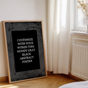 Moody Zwart Grijs Custom Poster Abstract Elegant