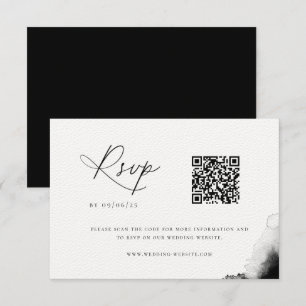 Moody Zwart Waterverf Bruiloft QR Code RSVP-kaart RSVP Kaartje