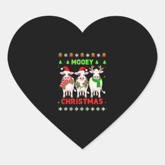 Mooey Christmas Cow Christmas Ugly Sweater Pajama  Hart Sticker