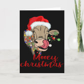 Mooey Christmas Cow T Shirt Heifer Farmer Xmas Gif Kaart (Voorkant)