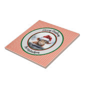 Mooey Christmas Funny Highland Cow Red Gingham Tegeltje (Zijkant)