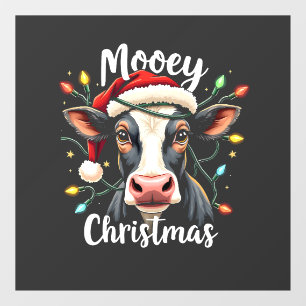 Mooey Christmas Funny Xmas Koe Cattle Lovers Raamsticker