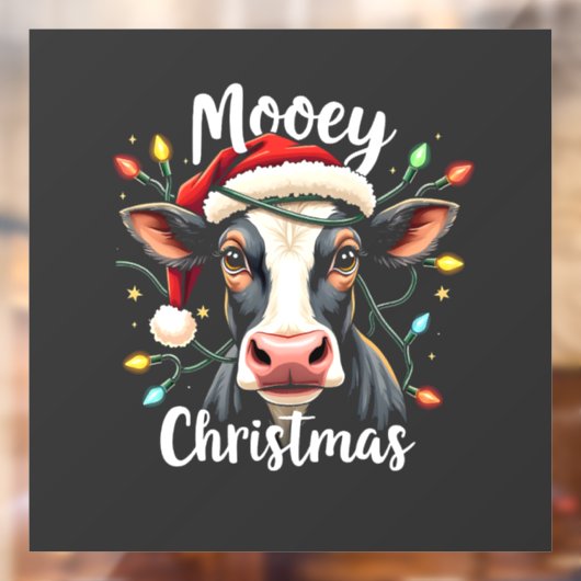 Mooey Christmas Funny Xmas Koe Cattle Lovers Raamsticker (Vel 2)