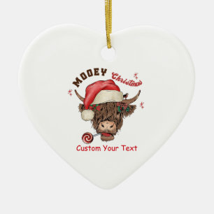 Mooey Christmas Heart Ornament – Feestelijke Koe m