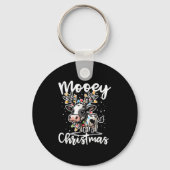 Mooey Christmas Heifer Cow Reindeer Christmas Ligh Sleutelhanger (Voorkant)