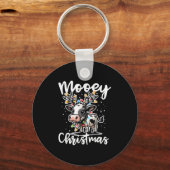 Mooey Christmas Heifer Cow Reindeer Christmas Ligh Sleutelhanger (Voorkant)