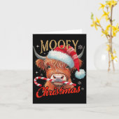 Mooey Christmas Highland Cow Design Xmas Cow Lover Kaart (Gele Bloem)
