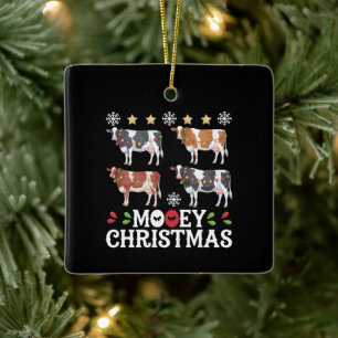 Mooey Christmas Koe Lover Holiday Boerderij Farmer Keramisch Ornament