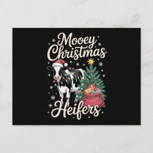Mooey Kerst Kalf Koe Santa Hoed Xmas Boom Feestdagenkaart
