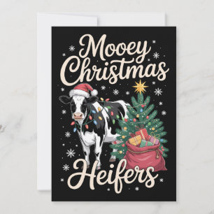 Mooey Kerst Kalf Koe Santa Hoed Xmas Boom Kaart