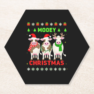 Mooey Kerst Koe Kerstmis Verschrikkelijke Trui Pyj Kartonnen Onderzetters