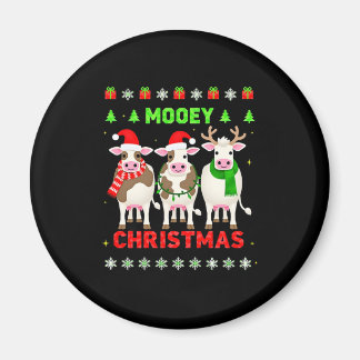 Mooey Kerst Koe Kerstmis Verschrikkelijke trui Pyj Magneet