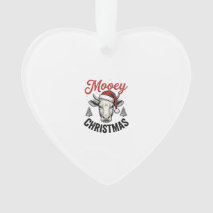 Mooey Kerst Koe Santa Hoed Vintage Gravure De Ornament