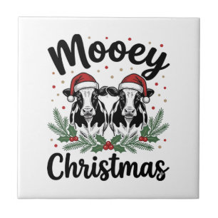 Mooey Kerst Koebeloud Graveer Shirt Ontwerp Tegeltje