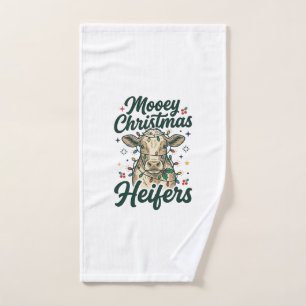 Mooey Kerst Vaarzen Funny Koe Kerst Ontwerp Handdoek