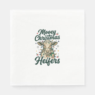 Mooey Kerst Vaarzen Funny Koe Kerst Ontwerp Servet