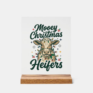 Mooey Kerst Vaarzen Grappig Koe Kerst Ontwerp Acryl Bord