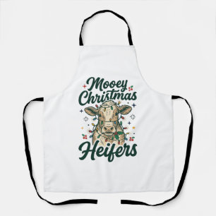Mooey Kerst Vaarzen Grappig Koe Kerst Ontwerp Schort