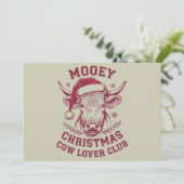 Mooey Kerst Westerne Koe Lover Club Xmas Seizoen Feestdagenkaart (Staand voorkant)