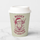 Mooey Kerst Westerne Koe Lover Club Xmas Seizoen Papieren Bekers (Voorkant)