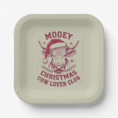 Mooey Kerst Westerne Koe Lover Club Xmas Seizoen Papieren Bordje (Voorkant)