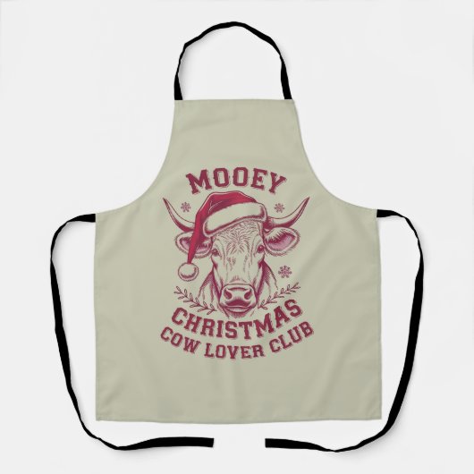 Mooey Kerst Westerne Koe Lover Club Xmas Seizoen Schort (Voorkant)