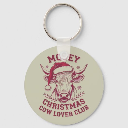 Mooey Kerst Westerne Koe Lover Club Xmas Seizoen Sleutelhanger (Voorkant)