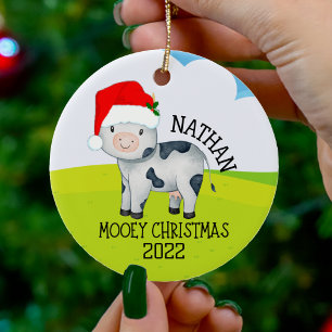 Mooey Kerstkerstversiering met Koe voor kinderen Keramisch Ornament