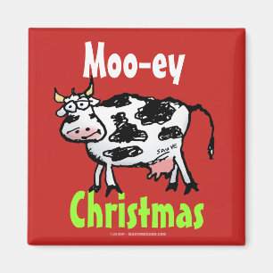 Mooey Kerstmis Funny Red Koe Magneet