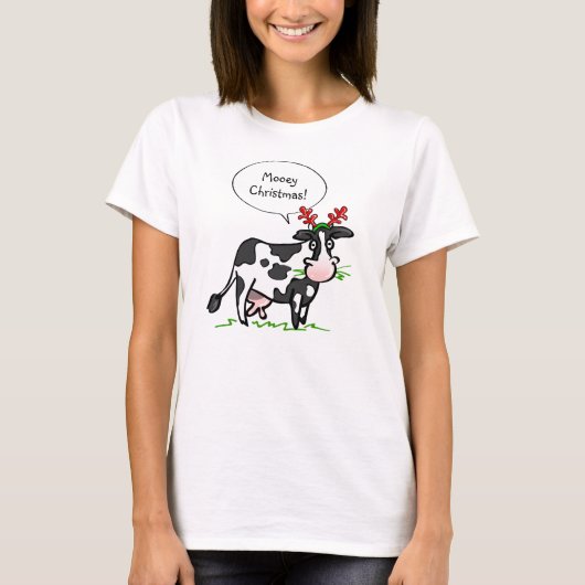 Mooey kerstShirt | Funny Cow Tshirts (Voorkant)