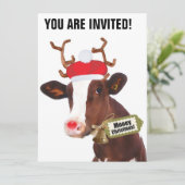 Mooey Merry-kerstrendierenkool Kaart (Staand voorkant)