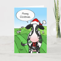 Mooey Noël Funny Vache Cartes de fin de année