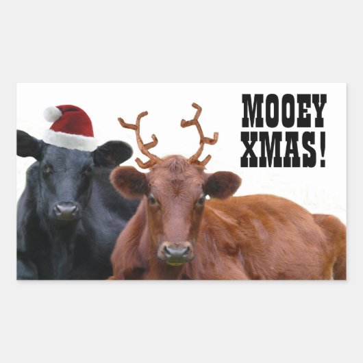 Mooey Vrolijk Kerstfeest Koeien Stickers (Voorkant)