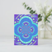 Mooi Afrikaans Blauw Mandala Flora ontwerp Briefkaart (Staand voorkant)
