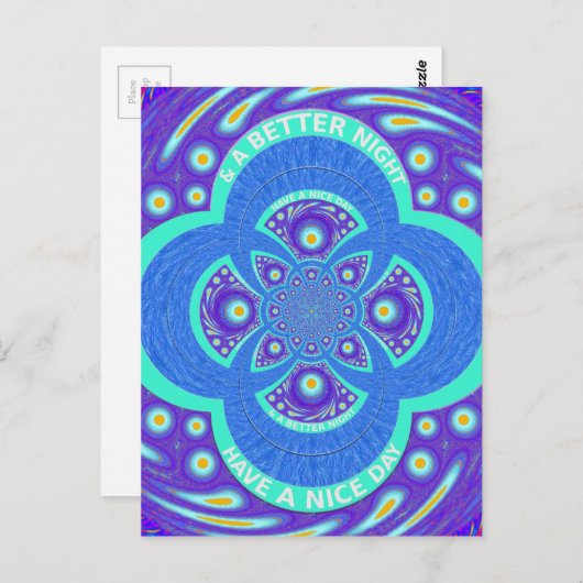 Mooi Afrikaans Blauw Mandala Flora ontwerp Briefkaart (Voorkant / Achterkant)