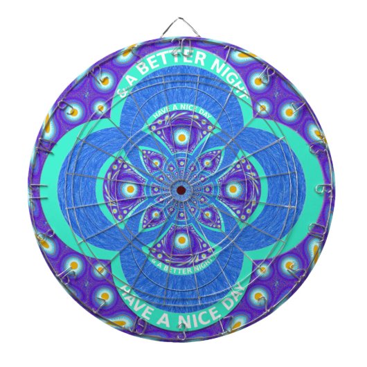 Mooi Afrikaans Blauw Mandala Flora ontwerp Dartbord (Voorkant)