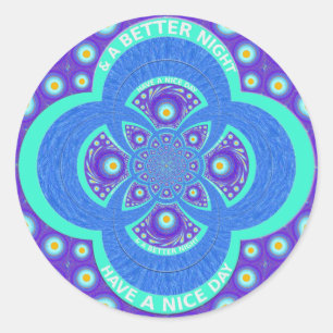 Mooi Afrikaans Blauw Mandala Flora ontwerp Ronde Sticker