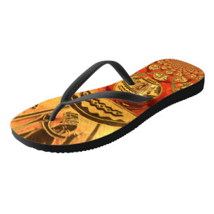 Mooi Afrikaans Gouden Rood Kleur Art Design Teenslippers