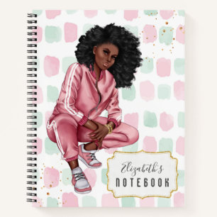 Mooi Afro American Pink School Notitieboek
